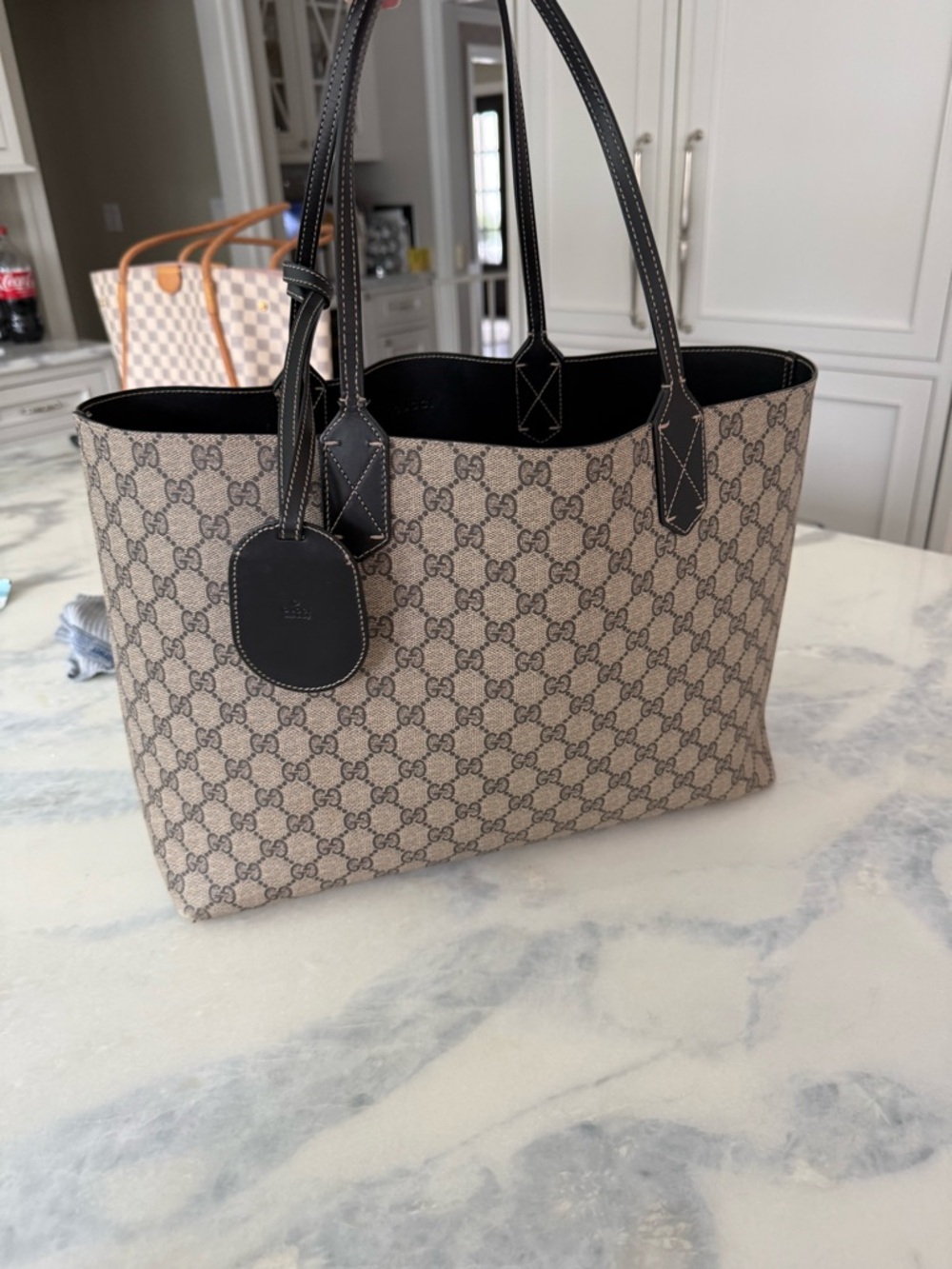 Gucci Reversible Tote with GG Coated Canvas/Black - Picture 9 of 13